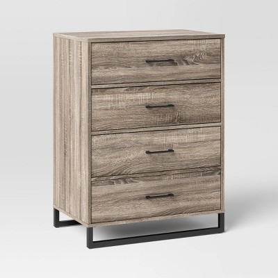 Mixed Material 4 Drawer Dresser Light Gray Wash - Room Essentials™: Vertical Storage, MDF Frame, Spot Clean