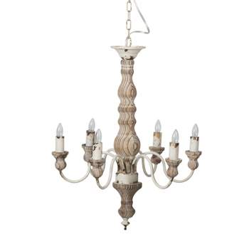 6-Light Chandelier Ceiling Light Natural/Distressed White - A&B Home