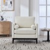 35.4" Wide Modern Farmhouse Boucle Arm Chair,Single Accent Sofa with Bolster Pillows for Living Room Bedroom-Baofuwish - 2 of 4