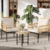 3 Piece Patio Bistro Set, Outdoor Wicker Apartment Balcony Furniture Sets, Rattan Table and Chairs Set of 2, Beige - 2 of 4