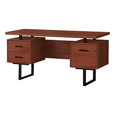 Monarch Specialties Computer Desk Home Office Laptop Left Right Set-Up Storage Drawers 60InchL Work Metal Laminate Brown Black Contemporary Modern