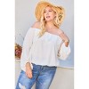 Slickblue Plus Size Off Shoulder Ruffle Top, Trendy Bubble Sleeves, Lightweight White Blouse, Size 1XL-3XL - 2 of 4