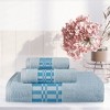 100% Cotton Medium Weight Geometric Border 3 Piece Assorted Bathroom Towel Set by Blue Nile Mills - 2 of 4