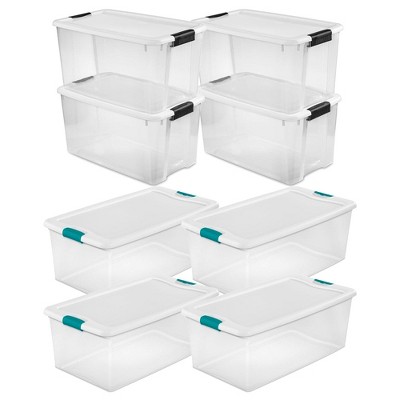 Sterilite 30 qt Clear Plastic Stackable Storage Bin w/White Latch Lid, (12 Pack) at VMinnovations