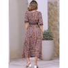 INSPIRE CHIC Women's Boho V-Neck 3/4 Sleeves Smocked Waist Floral Maxi Dresses - 4 of 4