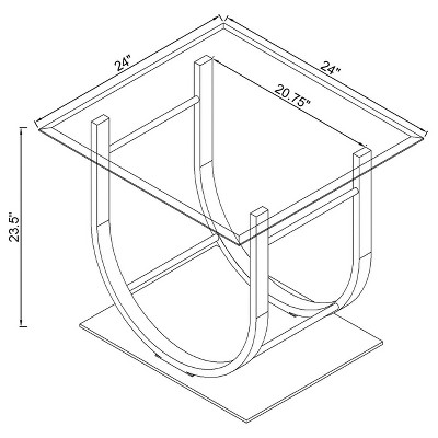 Contemporary Square Glass Top Chrome End Table
