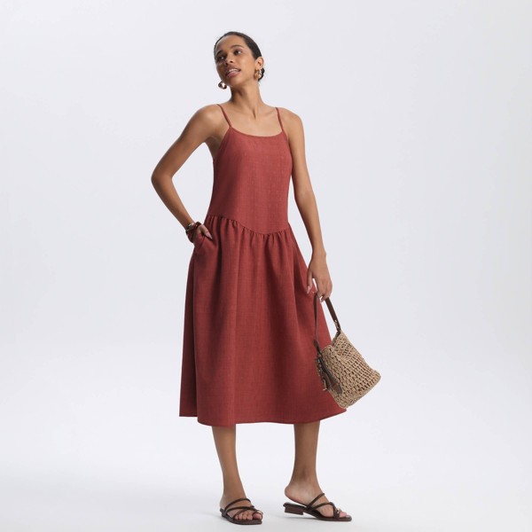 Vestido midi de talle bajo de mujer - A New Day™ óxido 3