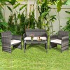Tangkula 8PCS Patio Outdoor Rattan Furniture Set w/ Cushioned Chair Loveseat Table - 3 of 4