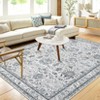 Boho Vintage Area Rug Machine Washable Non Slip  Low Pile Ultra Thin Floor Mat Non Shedding Floral Printed Indoor Carpet - 4 of 4