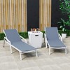 LeisureMod Marlin Patio Lounge Chairs with Arms and Fire Pit Side Table - White Trim, Set of 2 - 2 of 4
