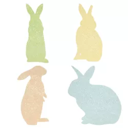 Easter 5.5" Pastel Bunny Silhouette Set/4 Sugar Glittered  -  Decorative Figurines