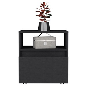 TiramisuBest Farmhouse Nightstand Side Table, Wooden Rustic End Table, Tall Bedside Table with Electrical Outlets Charging Station - White - 1 of 4