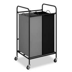 EcoSummer 2-Bag Laundry Hamper Cart with Wheels, Laundry Sorter with 2×10.6GAL Bags, Rolling Organizer,Black. - 1 of 4