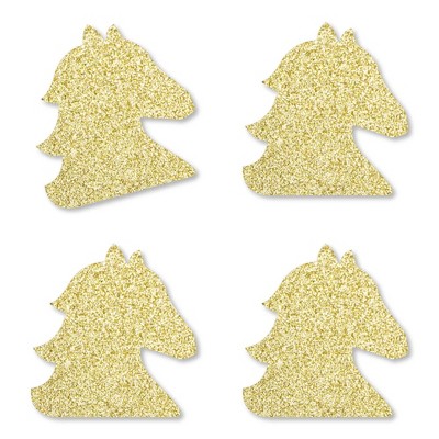 Big Dot of Happiness Gold Glitter Horse - No-Mess Real Gold Glitter Cut-Outs - Kentucky Horse Derby Horse Race Party Confetti - Set of 24