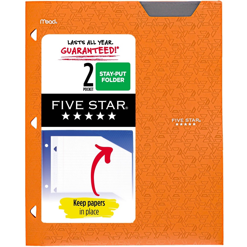 Photos - Accessory Five Star 2 Pocket Plastic Folder Orange