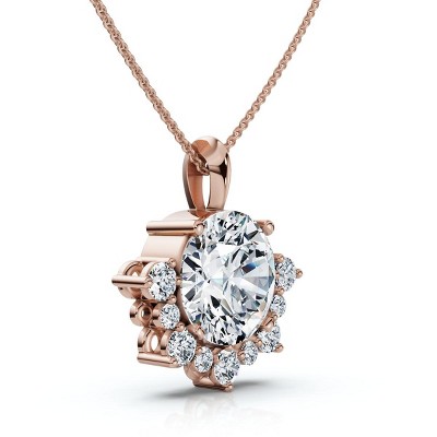 Pompeii3 Certified 3.25Ct Diamond Pendant 14k Gold 18" Women's Necklace Lab Created FG/VS