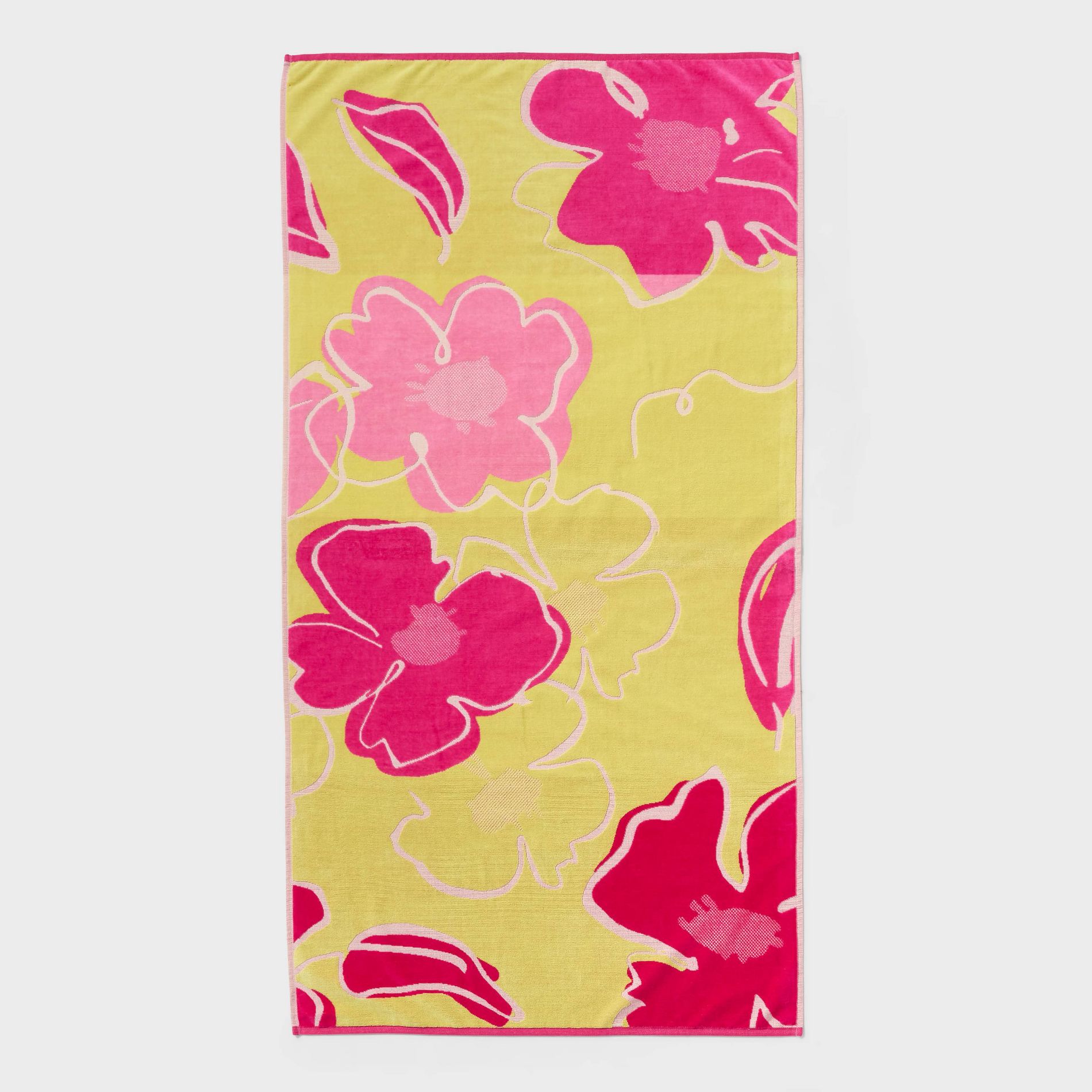 36"x72" Floral Oversized Beach Towel Yellow/Pink - Room Essentials™