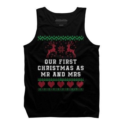 Men's Design By Humans Our First Christmas As Mr & Mrs T-Shirt By UnlockedHTK Tank Top