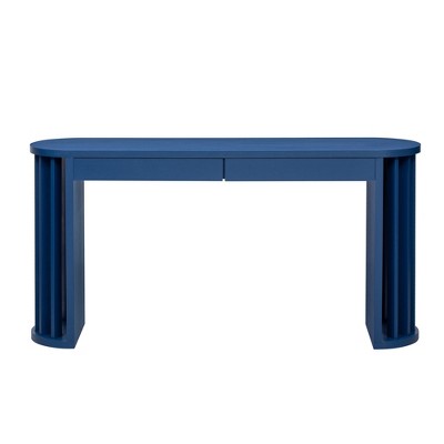 Luxystar 59’’ Long Console Table with Curved and Straight Line Design, Farmhouse Entryway Table for Entrance and Living Room, Navy Blue