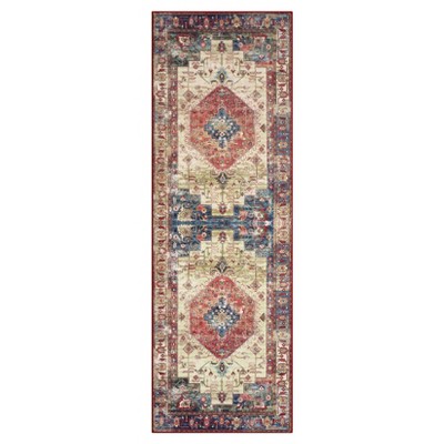 Acekool Area & Runner Rug, Machine Washable, Non-Slip, Low Pile, Soft Indoor Floor Mat for Hallway, Entryway, Bedroom, Brick Red