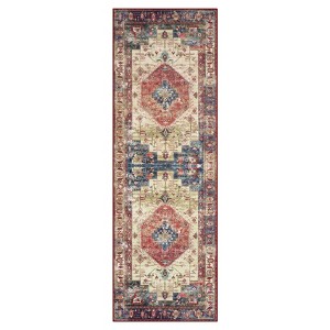 Acekool Area & Runner Rug, Machine Washable, Non-Slip, Low Pile, Soft Indoor Floor Mat for Hallway, Entryway, Bedroom, Brick Red - 1 of 4