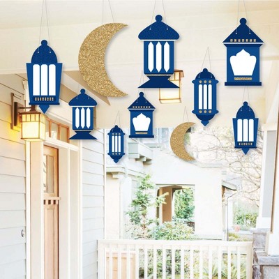 Big Dot of Happiness Hanging Ramadan - Hanging Outdoor Decor - Eid Mubarak Decorations - 10 Pieces