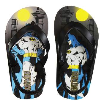 Batman Flip Flop Boys' Sandals: Superhero Comic-Inspired Outdoor Thong Back Strap Water Shoes. For Beach, Pool, and Outdoor Quick-dry (Toddler/ Little Kids)