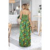 HAPPY BAY Women's House Daily Routine Evening Wear Holiday Flowy Backless Maxi A Line Casual Slit Party Strapless Tube Top Dress One Size Green, Leaf - 3 of 4