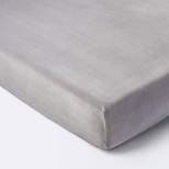 Plush Polyester Spandex Fitted Crib Sheet - Solid Gray - Cloud Island™