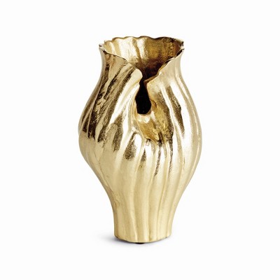 Plum & Post Rosalie Vase Small - Gold Aluminum Decorative Accent
