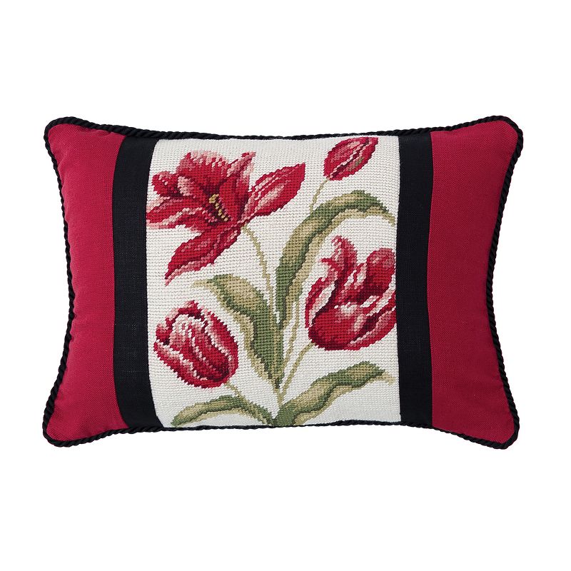 C&F Home 12" x 16" Striped Tulip Bouquet Needlepoint Pillow, 1 of 2