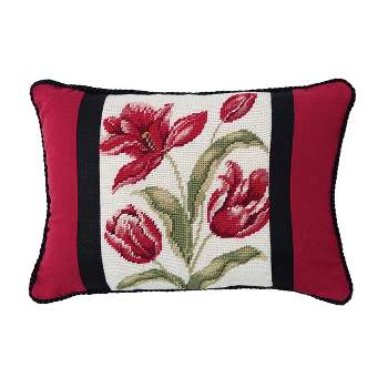 C&F Home 12" x 16" Striped Tulip Bouquet Needlepoint Pillow
