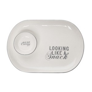 Totalee Gift Big Dip/Snack Chip & Dip Set of 2 Ceramic White - 1 of 2