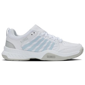 K-Swiss Women's Court  Express 2 Tennis Shoe (White/Ballad Blue/Dawn Blue). - 1 of 4