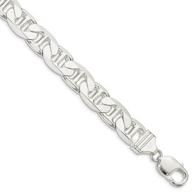 Black Bow Jewelry Men's 11.5mm, Sterling Silver, Solid Anchor Chain Necklace