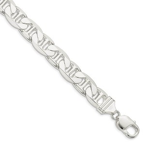 Black Bow Jewelry Men's 11.5mm, Sterling Silver, Solid Anchor Chain Necklace - 1 of 4