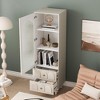 ORRD 63" Tall Storage Cabinet with Glass Door & Drawers, Dark Blue - 3 of 4