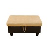 DOMETOUR Brown Lint Fabric & PVC Storage Ottoman-Upholstered Footrest Bench with Hidden Compartment for Living Room, Bedroom, or Entryway - 2 of 4