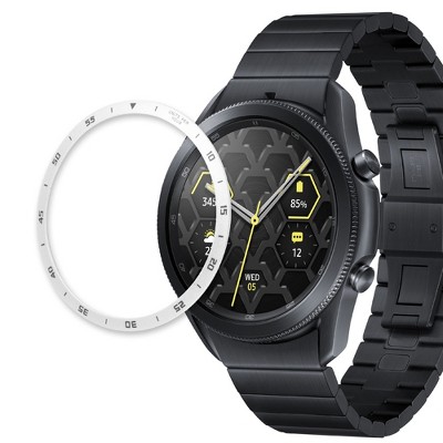 Insten Bezel Ring For Samsung Galaxy Watch 3 41mm Bezel Ring Adhesive Cover, Stainless Steel, Anti Scratch Protection (Silver Ring with Black Number)