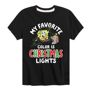 Boys' - SpongeBob SquarePants - My Favorite Color Is Christmas Lights Short Sleeve Graphic T-Shirt - 1 of 4