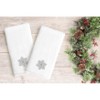 2pk Silver Snowflake Holiday Hand Towel Set White - Linum Home Textiles - 2 of 3