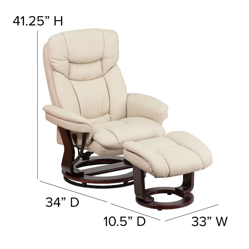 Emma and Oliver Multi-Position Recliner & Curved Ottoman with Swivel Wood Base, 3 of 11