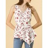 Allegra K Women's Sleeveless V Neck Tie Waist Asymmetric Hem Wrap Peplump Tops - 2 of 4
