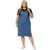 Women's Plus Size Overall Distressed Racerback with Pockets Denim Jumpers Dress - Agnes Orinda - 3 of 4