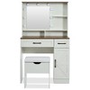YOOCOZZ Farmhouse Vanity Table Set with Upholstered Storage Stool, Hollywood LED Mirror and Large Storage - White - 2 of 4