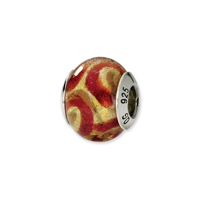 Black Bow Jewelry Sterling Silver, Yellow, Golden and Red Murano Glass Bead Charm