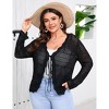 Clearlove Women's Plus Size Tie Front Cardigan Sweaters Long Sleeve Bow Sweater Fall Winter Trendy Outerwear Tops - 3 of 4