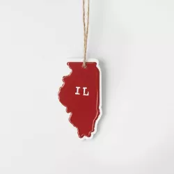 Red Metal on White Wood Christmas Tree Ornament Illinois - Wondershop™