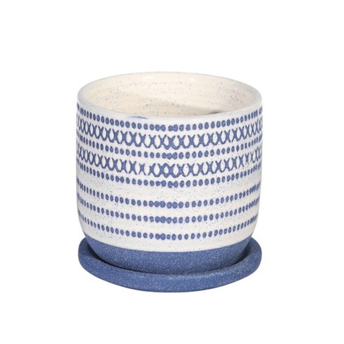 5 Ceramic Planter With Saucer Blue Sagebrook Home Target