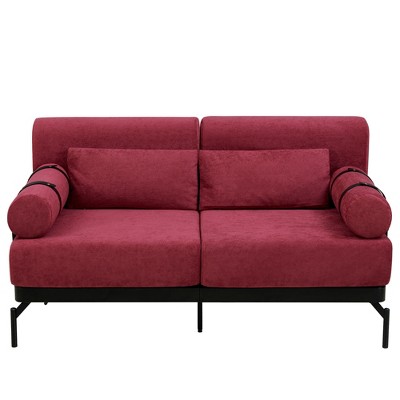 Airsurfer Modern 59" Loveseat Sofa Couch, 2-Seater with USB Ports and Unique Cylindrical Armrests, Comfortable Fabric Sofa for Living Room